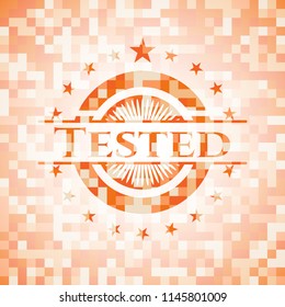 Tested abstract orange mosaic emblem