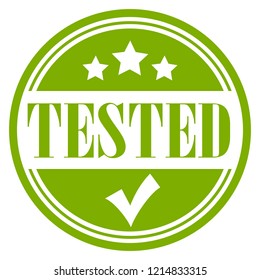 Tested and approved green vector stamp on white background