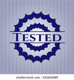 Tested badge with jean texture