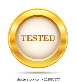 Tested icon. Internet button on white background. EPS10 vector. 
