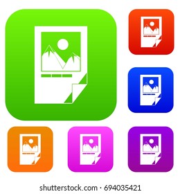 Tested ink paper with printer marks set icon in different colors isolated vector illustration. Premium collection