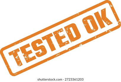 Vetor de carimbo testado OK - rótulo aprovado no teste de grunge laranja