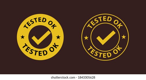 tested ok vector illustration with tick mark, yellow colored