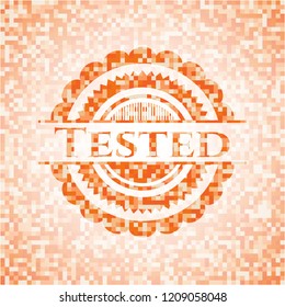Tested orange mosaic emblem with background