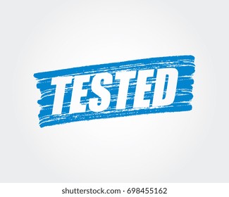Tested. pen marker. blue brush paint