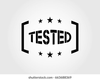 tested stamp label black concept