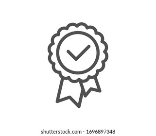 Icono de línea de sello probado. Signo de medalla aprobado. Símbolo de premio de certificado. Elemento de diseño de calidad. Trazo editable. Icono de sello con estilo lineal. Vector