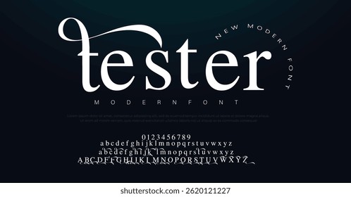 Tester Elegant luxury curvy serif alphabet display font vector