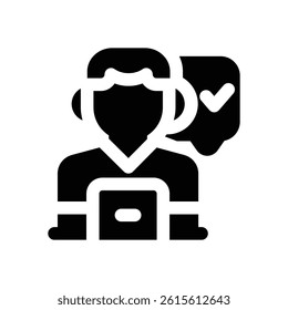 tester glyph icon. Strong and solid vector icon for websites, mobile interfaces, presentations, and visual branding. High quality and easy to edit.