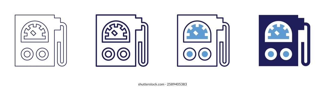 Tester icon in 4 different styles. Thin Line, Line, Bold Line, Duotone. Duotone style. Editable stroke.