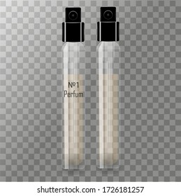 Tester for perfume. Letterhead for the logo. Vector illustration.