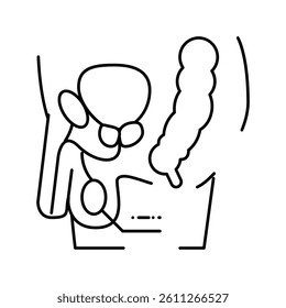 testes endocrinology line icon vector. testes endocrinology sign. isolated contour symbol black illustration