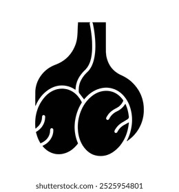 Ícone de testículo. Anatomia dos órgãos reprodutores masculinos. Anatomia do sistema reprodutor humano.