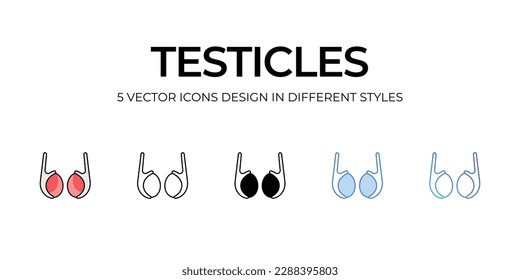 Testicles Icon Design in Five style with Editable Stroke. Line, Solid, Flat Line, Duo Tone Color, and Color Gradient Line. Suitable for Web Page, Mobile App, UI, UX and GUI design.