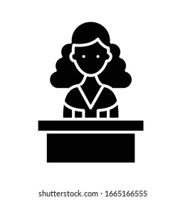 Testifier black icon, concept illustration, vector flat symbol, glyph sign.