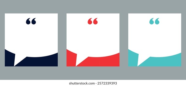 Testimonial bubble banner, infographic with quotes. Social media post templates for quotes. Blank speech bubbles, quote boxes, and text placeholders. Vector illustration EPS10.