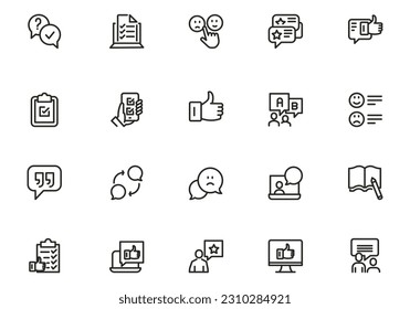 Testimonial, Customer Feedback and User Experience related icon set
