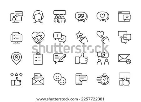 Testimonial, Customer Feedback  and User Experience related icon set - Editable stroke, Pixel perfect at 64x64