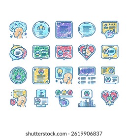 testimonial customer review doodle icons set vector. feedback opinion, comment online, bubble service, concept business, client survey testimonial customer review sketch hand drawn