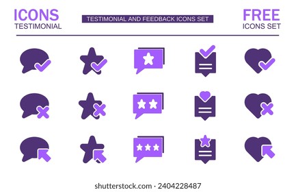 Testimonial and feedback icon set. Flat icon. Vector
