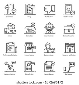 Testimonial and Feedback Icons In Modern Flat Style Pack 