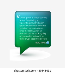 Testimonial glossy speech icon for web template design used.