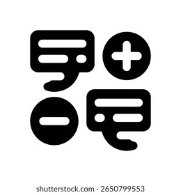 icono de glifo testimonial. Icono de Vector fuerte y sólido para Sitios web, interfaces móviles, presentaciones y marca visual. Alta calidad y fácil de editar.