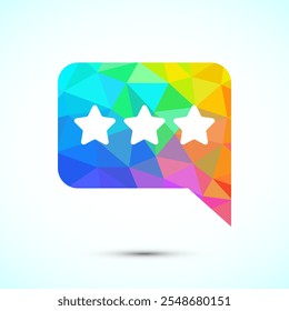 Testimonial icon, Quote icon, Quotation mark sign low poly style