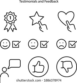 testimonial icon set isolated on white background from finance and business collection. testimonial icon trendy and modern testimonial symbol for logo, web, app, UI. testimonial icon set simple sign.