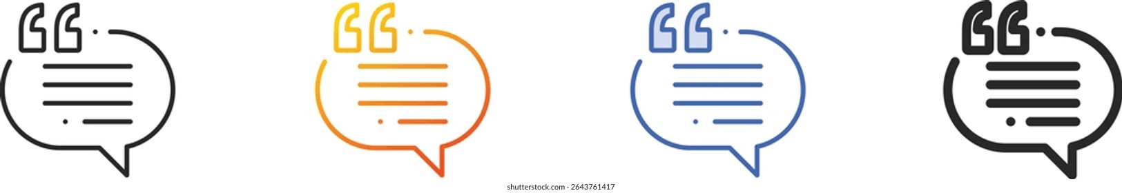 testimonial icon.Thin Linear, Gradient, Blue Stroke and bold Style Design Isolated On White Background