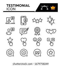 Testimonial line icons set. Editable Stroke