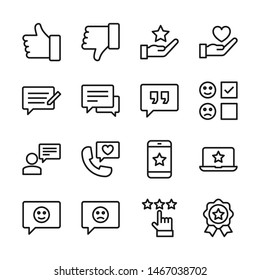 Testimonial line icons set vector illustration