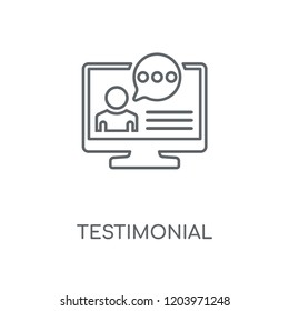 Testimonial linear icon. Testimonial concept stroke symbol design. Thin graphic elements vector illustration, outline pattern on a white background, eps 10.