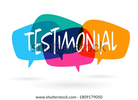 Testimonial on colorful speech bubble