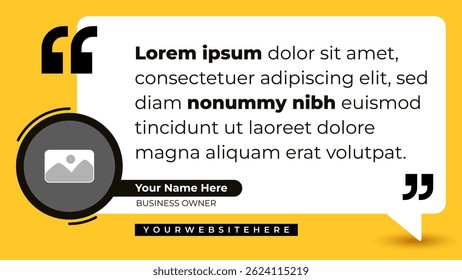 Testimonial, quote, motivation template with place for the photo