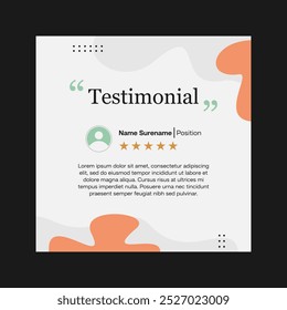 Testimonial review template design  with star rating remark