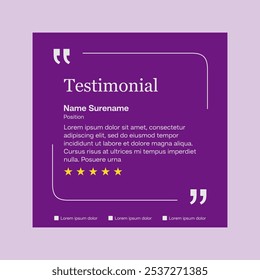 Testimonial review template design  with star rating remark