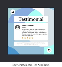 Testimonial review template design  with star rating remark