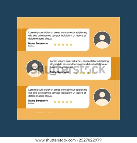 Testimonial review template design  with star rating remark