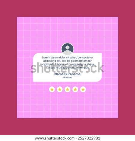 Testimonial review template design  with star rating remark