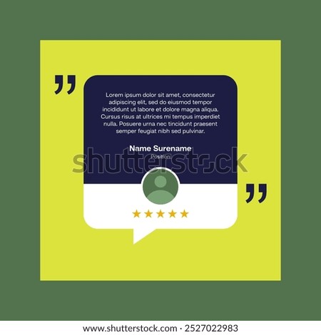 Testimonial review template design  with star rating remark