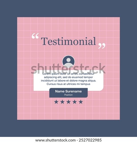 Testimonial review template design  with star rating remark