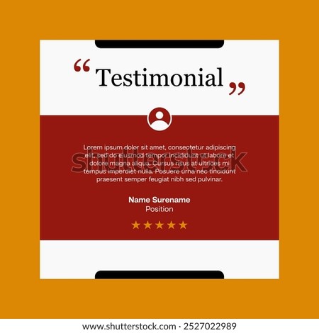 Testimonial review template design  with star rating remark