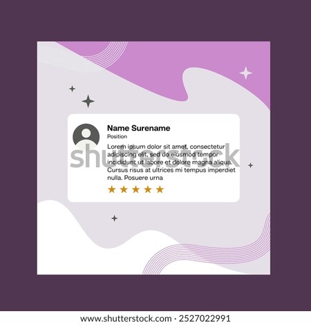 Testimonial review template design  with star rating remark