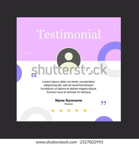 Testimonial review template design  with star rating remark