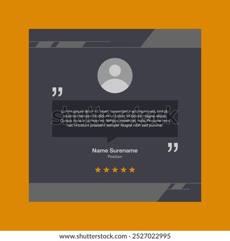 Testimonial review template design  with star rating remark