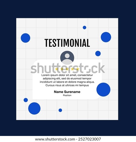 Testimonial review template design  with star rating remark