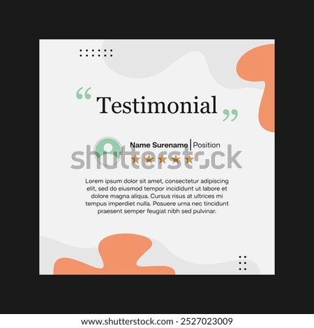 Testimonial review template design  with star rating remark