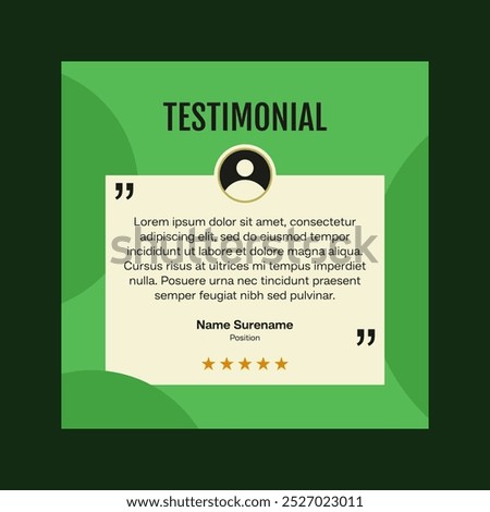 Testimonial review template design  with star rating remark