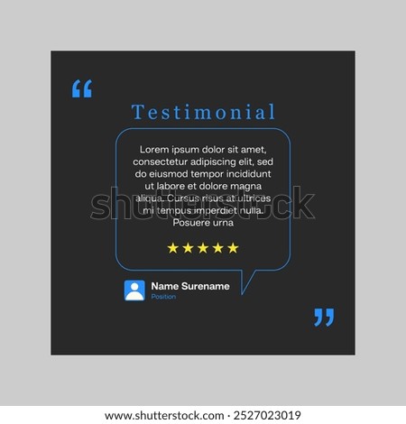 Testimonial review template design  with star rating remark